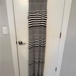 Chic Black and White Striped Maxi Dress